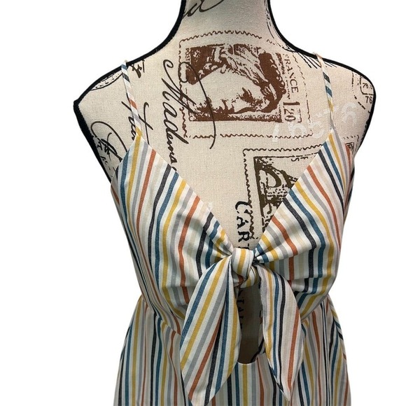 Altar'd State‎ Women's Knee Length Dress Multicolor Striped Bow M Beach Summer - Picture 2 of 13